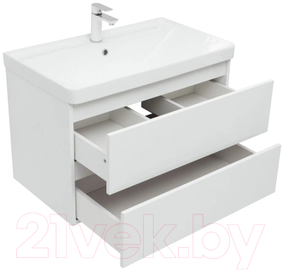 Тумба с умывальником Aquanet Вега 80 / 308336 (белый глянец)