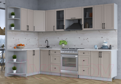 Кухонный гарнитур Интерлиния Тренд 1.5x3.0 левая (луна/луна/бискайская сосна)