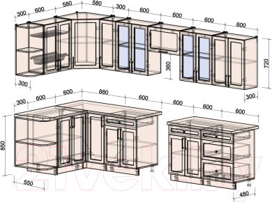 Готовая кухня Интерлиния Тренд 1.5x3.3 левая