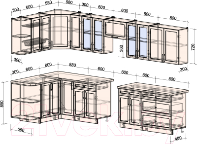 Готовая кухня Интерлиния Тренд 1.5x3.5 левая