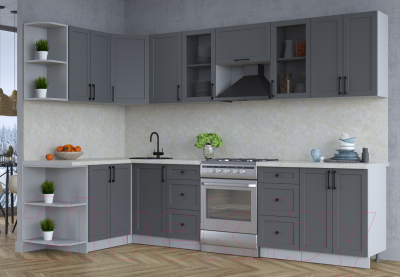 Кухонный гарнитур Интерлиния Тренд 1.5x3.0 левая (пепел/пепел/опал светлый)
