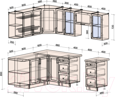 Готовая кухня Интерлиния Тренд 1.7x2.3 левая