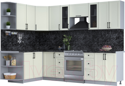 Кухонный гарнитур Интерлиния Тренд 1.7x2.8 левая (белый/белый/кастилло темный) - фото