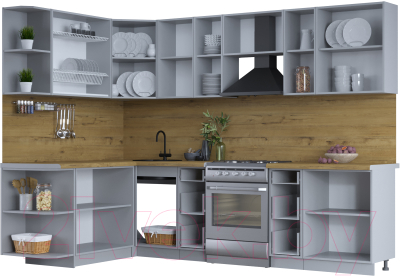 Кухонный гарнитур Интерлиния Тренд 1.7x2.8 левая (белый/белый/кастилло темный)