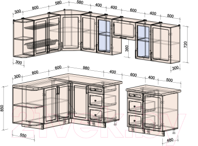 Готовая кухня Интерлиния Тренд 1.7x2.9 левая