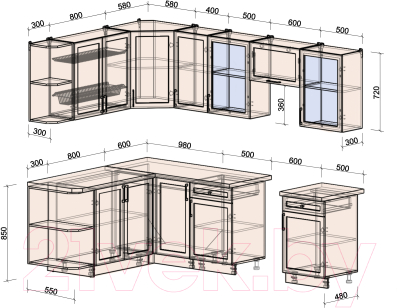 Готовая кухня Интерлиния Тренд 1.7x2.6 левая