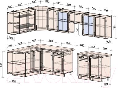 Готовая кухня Интерлиния Тренд 1.7x3.1 левая