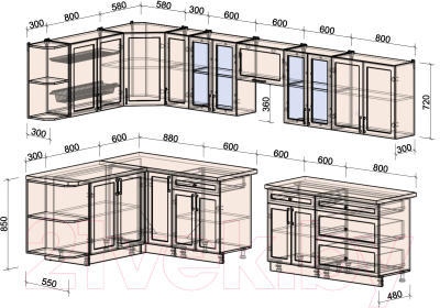 Готовая кухня Интерлиния Тренд 1.7x3.5 левая
