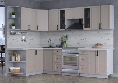 Кухонный гарнитур Интерлиния Тренд 1.7x2.8 левая (луна/луна/бискайская сосна)