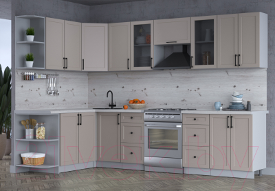 Кухонный гарнитур Интерлиния Тренд 1.7x3.0 левая (луна/луна/бискайская сосна)