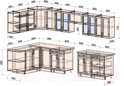 Готовая кухня Интерлиния Тренд 1.7x3.4 левая