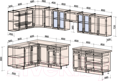 Готовая кухня Интерлиния Тренд 1.7x3.6 левая