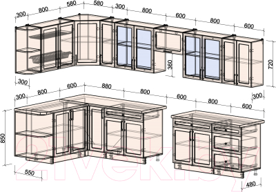 Готовая кухня Интерлиния Тренд 1.7x3.7 левая