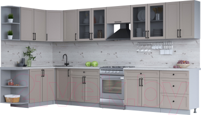 Готовая кухня Интерлиния Тренд 1.7x3.8 левая - фото