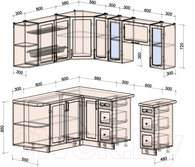 Готовая кухня Интерлиния Тренд 1.7x2.1 левая
