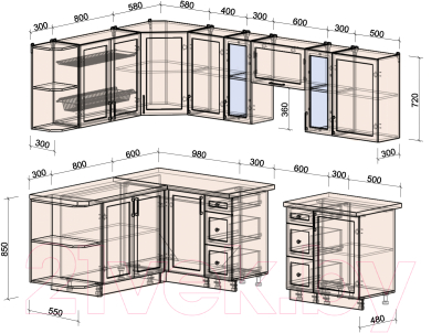 Готовая кухня Интерлиния Тренд 1.7x2.7 левая