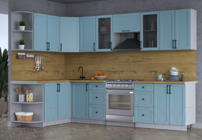 Кухонный гарнитур Интерлиния Тренд 1.7x3.0 левая (океан/океан/дуб бунратти)