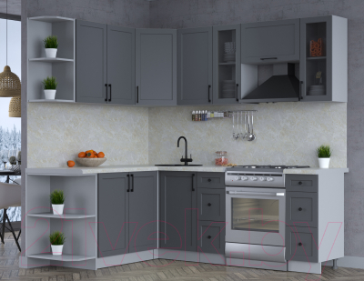 Кухонный гарнитур Интерлиния Тренд 1.7x2.2 левая (пепел/пепел/опал светлый)