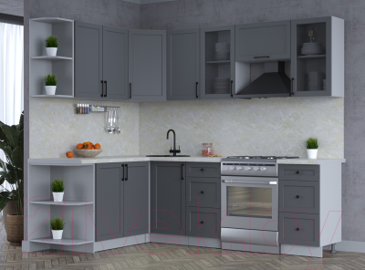 Кухонный гарнитур Интерлиния Тренд 1.7x2.4 левая (пепел/пепел/опал светлый)