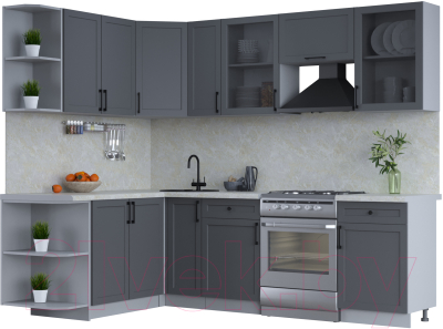 Кухонный гарнитур Интерлиния Тренд 1.7x2.5 левая (пепел/пепел/опал светлый) - фото