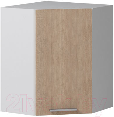 Шкаф навесной для кухни Genesis Мебель Алиса 12 угловой 600 глухой (белый/дуб сонома) - фото