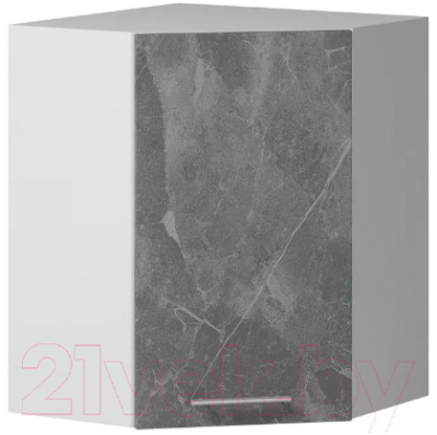 Шкаф навесной для кухни Genesis Мебель Алиса Каспий угловой 600 глухой (белый/каспий темный) - фото