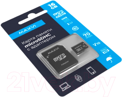 Карта памяти Maxvi microSDHC 16GB Class 10 UHS-I (1)