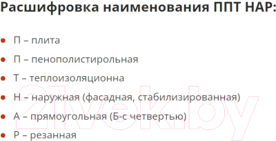 Плита из пенополистирола ВармХаусГрупп ППТ-20-НАР
