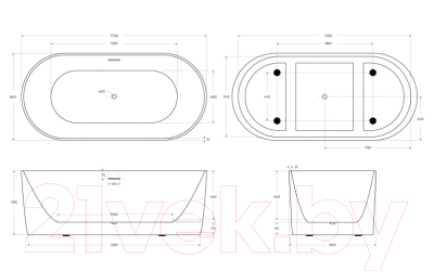 Ванна акриловая BelBagno BB411-1700-800-MATT