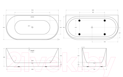 Ванна акриловая BelBagno BB412-1700-800-MATT