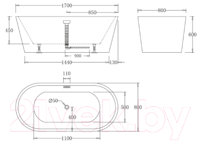 Ванна акриловая BelBagno BB71-1700-BIANCO