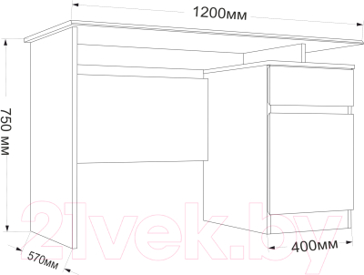 Письменный стол Евва Турин ТР-1D1S/S (дуб сонома)