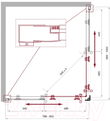 Душевой уголок BelBagno UNO-195-AH-2-100/80-C-NERO