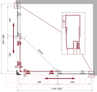 Душевой уголок BelBagno UNO-195-AH-2-100/80-CH-CR