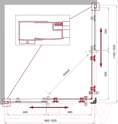 Душевой уголок BelBagno UNO-195-AH-2-120/100-C-NERO