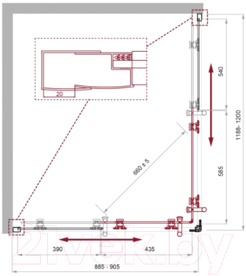 Душевой уголок BelBagno UNO-195-AH-2-120/90-C-NERO