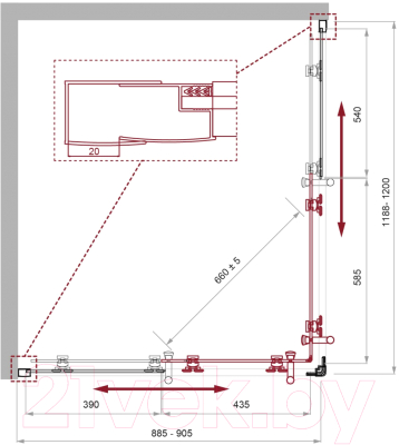 Душевой уголок BelBagno UNO-195-AH-2-120/90-CH-CR