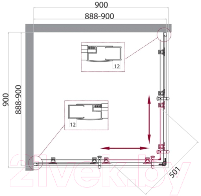 Душевой уголок BelBagno UNO-195-A-2-90-P-NERO