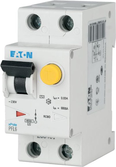 Дифференциальный автомат Eaton PFL6 1P+N 10А 30мА С 6кА 2М / 286465 - фото