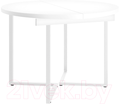 Обеденный стол Millwood Лофт Лондон Л D100 раздвижной / 100-140x100x76 (белый/металл белый) - фото