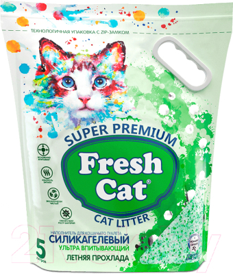 Наполнитель для туалета Fresh Cat Силикагелевый. Летняя прохлада / 640165 - фото