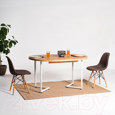 Обеденный стол Millwood Лофт Лондон Л D100 раздвижной / 100-140x100x76 (дуб золотой Craft/металл белый)