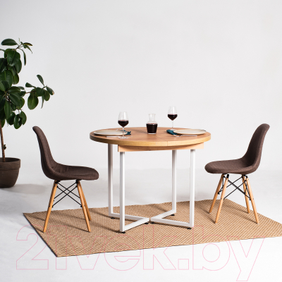 Обеденный стол Millwood Лофт Лондон Л D100 раздвижной / 100-140x100x76 (дуб золотой Craft/металл белый)