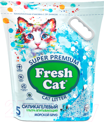 Наполнитель для туалета Fresh Cat Силикагелевый. Морской бриз / 640202 - фото