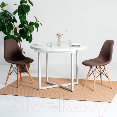 Обеденный стол Millwood Лофт Лондон раздвижной / D110-150x110x76 (белый/металл белый)