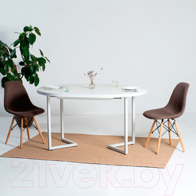 Обеденный стол Millwood Лофт Лондон раздвижной / D110-150x110x76 (белый/металл белый)