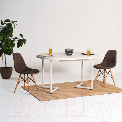 Обеденный стол Millwood Лофт Лондон раздвижной / D110-150x110x76 (дуб белый Craft/металл белый)