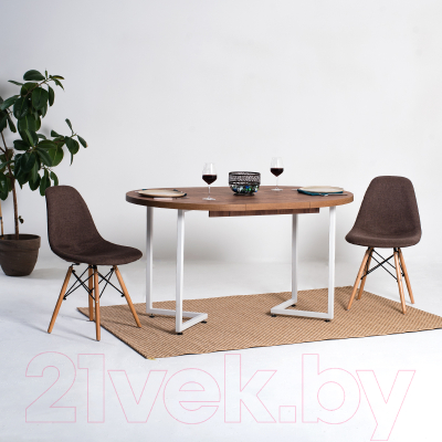 Обеденный стол Millwood Лофт Лондон раздвижной / D110-150x110x76 (дуб табачный Craft/металл белый)