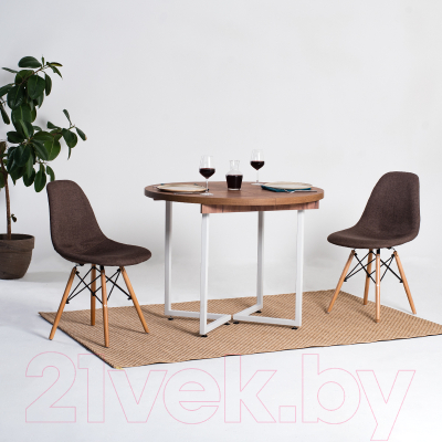 Обеденный стол Millwood Лофт Лондон раздвижной / D110-150x110x76 (дуб табачный Craft/металл белый)