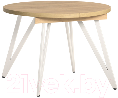 Обеденный стол Millwood Женева 3 Л D100-140x100x76 (дуб золотой Craft/металл белый) - фото